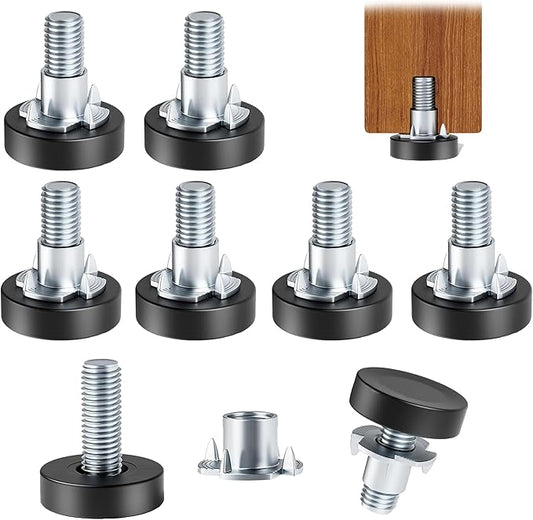 8 Pack 1/4" Wire Shelving Rack Thread Leveling Feet Bolt Adjustable Furniture Levelers Screw-in Furniture Feet Adjusters for Garden Chairs Tables Cabinets Bar Stool Stool Cupboard Couch Desk Sofa