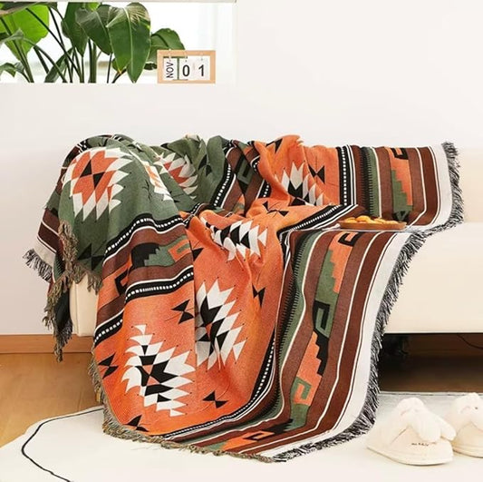 Lqprom Southwest Throw Blankets Aztec Southwestern Throws Cover Boho Native American Blankets for Gift Sofa Table Bed Living Room Decor Outdoor Camping Picnic Tent Beach Car Traveling 51"x63"