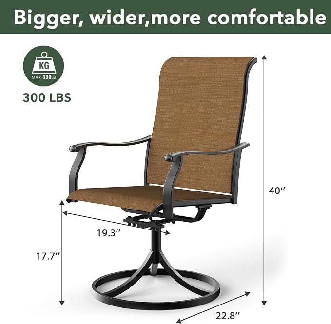 Anmutig 7-Piece Outdoor Dining Set, 6 Swivel Chairs＆63‘’ Rectangular Table All Weather Frame Furniture Set - Brown Style1 - Image 5
