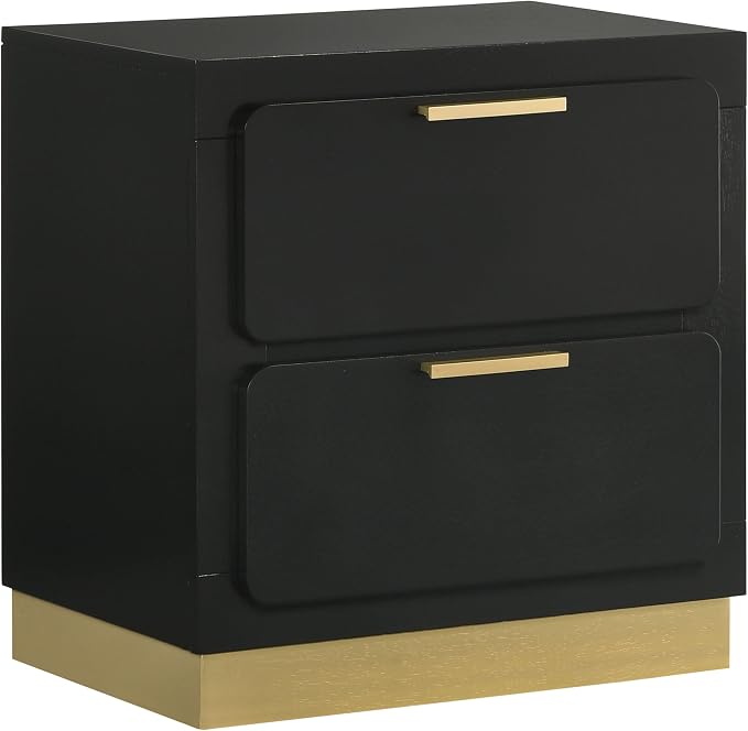 Coaster Home Furnishings Caraway Contemporary Wood 2-Drawer Bedroom Nightstand Bedside Table Organizer Unit Black 224782 by CoasterFineFurniture