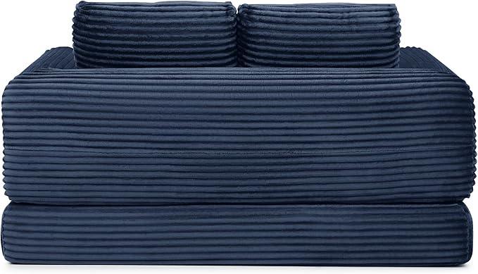 Foldable Boneless Love Seat Couches in a Box, Modern Floor Foam Sleeper Sofa Bed 2-in-1 Convertible Cloud Sofa for Home Apartments Bedroom
