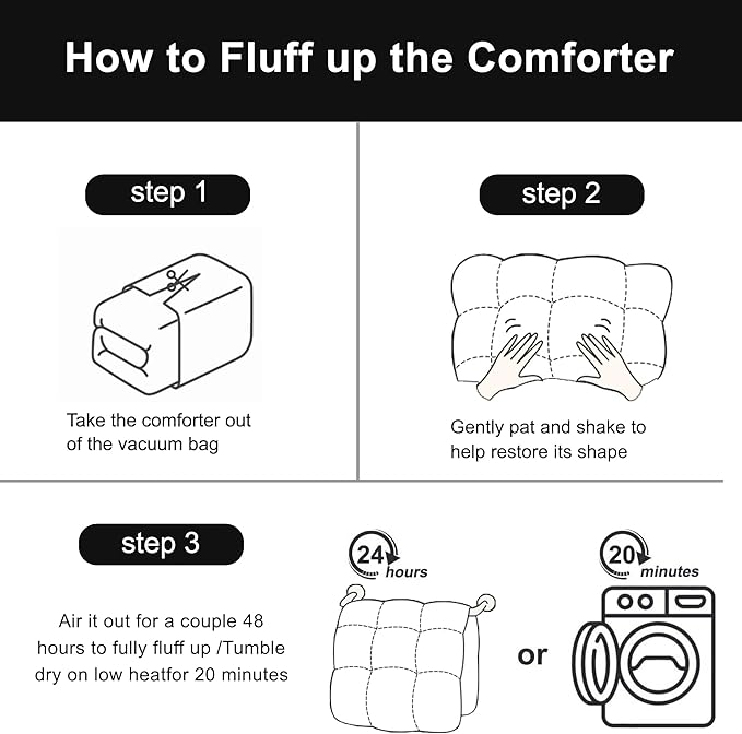 Pinch Pleat Goose Feather Microfiber Down Comforters King Size, Grey 100% Cotton Duvet Insert, Fluffy Medium Warmth Bedding Comforter with Corner Loops (Light Grey, 106 x 90 Inch)