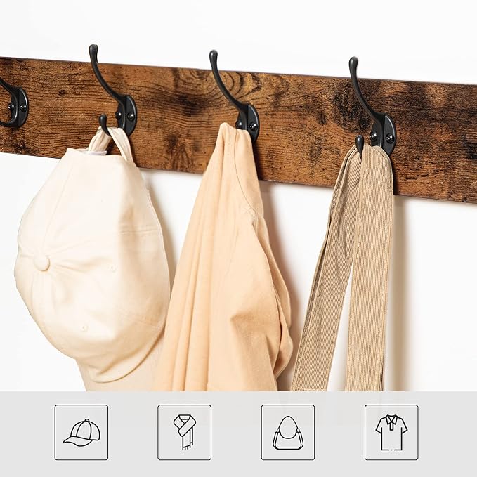 HOOBRO Hall Tree Entryway Storage Bench, Coat Rack Shoe Bench, Shoe Rack Organizer with Coat Hooks, 3-in-1 Design, Wooden Furniture with Metal Frame, Rustic Brown and Black BF17MT01 - Image 5