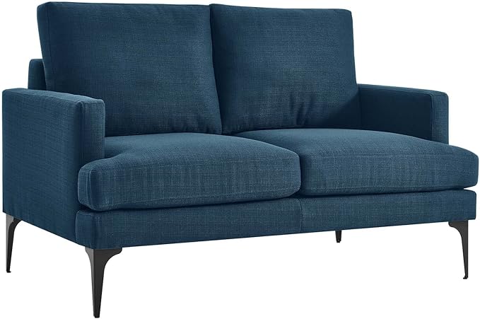 Modway EEI-6006-AZU Evermore Upholstered Fabric Loveseat, Azure