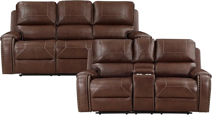 Lexicon Monet 2-Piece Manual Reclining Living Room Sofa Set, Brown