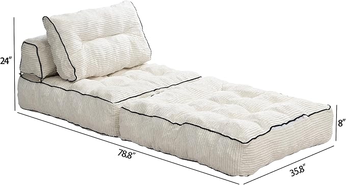 Ball & Cast Folding Sofa Bed,Convertible Sleeper Chair with Pillow & Back Support,Foldable Mattress with Back Support,Portable Futon Sofa Bed for Living Room Bedroom,Beige