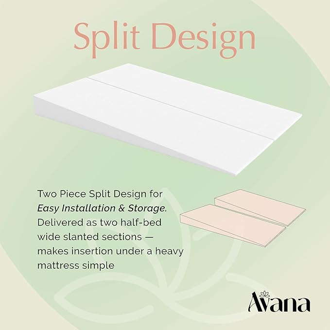 Avana Mattress Elevator - Under Bed 7-Inch Incline Foam Support - Riser for Acid Reflux, GERD, and Sleep Relief - Full