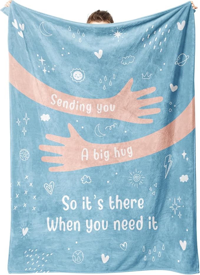 Afterprints Get Well Gifts for Women Men, Hug/Healing Blanket, Thinking of You/Cancer Care/Sympathy/After Surgery Gifts for Friends, Sister, Coworkers, Soft Throw Blankets 50'' x 60''