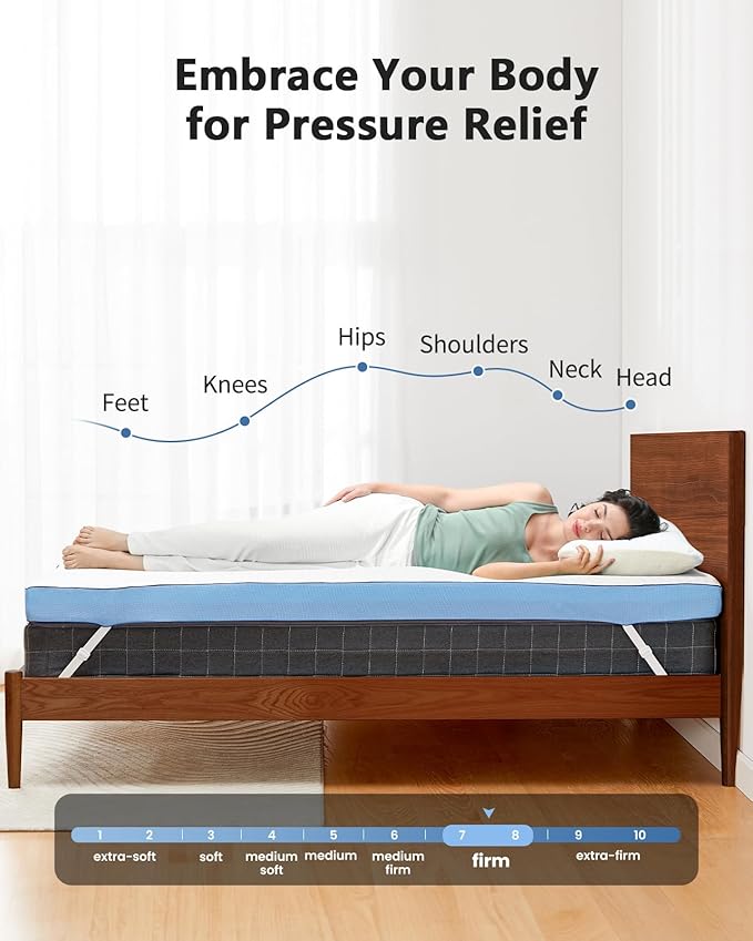 PERLECARE 3 Inch Firm Mattress Topper Full Size, Cooling Gel-Infused & Bamboo Charcoal Memory Foam Bed Topper for Pressure Relief, High-Density Mattress Pad with Removable Cover