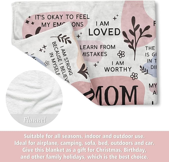 BaubleDazz First Mothers Day New Mom Gifts Blanket, Mama Daily Affirmations, Postpartum Pregnancy Gift for First Time Moms, Mommy to Be, Mama, New Mom Essentials, Birthday Gifts for Moms(80" x 60")