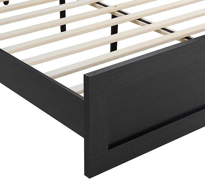 KISLOT 3 Pieces Bedroom Set, Wood Bed Frame with Upholstered Headboard & 2 Nightstands with Storage, Wooden Platform Mattress Foundation Farmhouse Bedroom Furniture Set