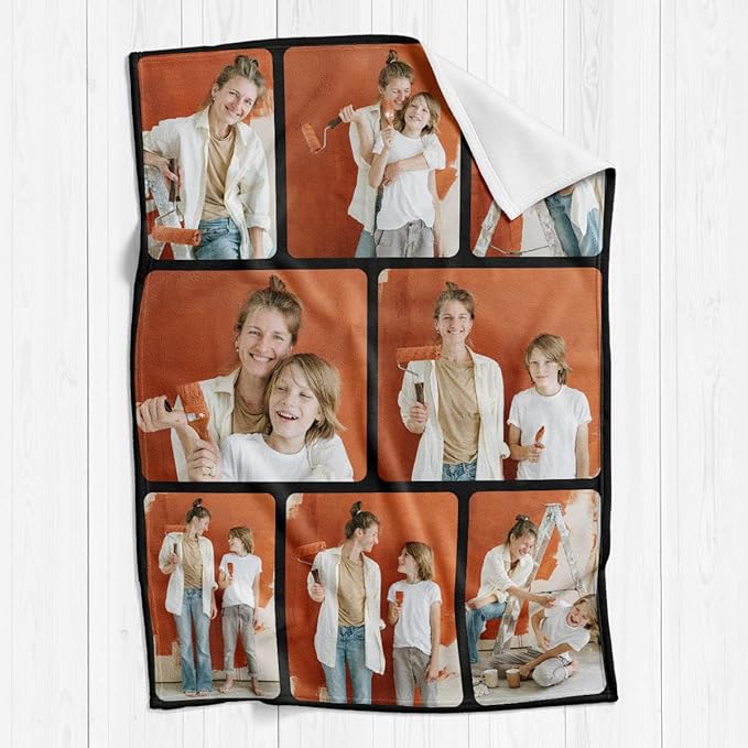 inkArts Custom Blankets with Photos for Family, Personalized Picture Blanket, Customized Blankets with Picture as Gifts for Chrimstas Birthday Mothers Day Fathers Day