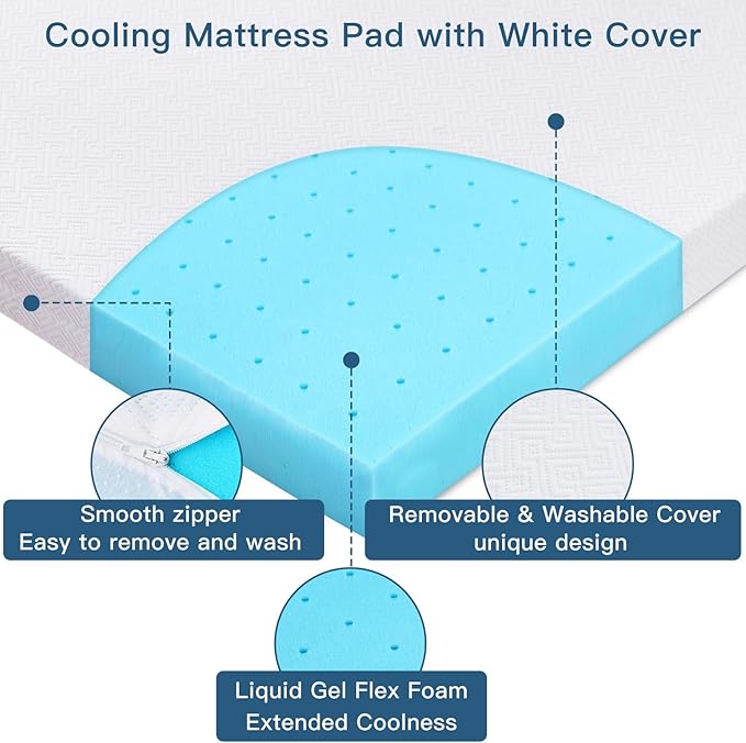 Airensky 3 Inch Memory Foam Mattress Topper,Cooling Gel Infused High Density Twin(39"x75") Topper with Removable Skin-Friendly Cover,Bed Topper for Pressure Relief Back Pain, CertiPUR-US Certified