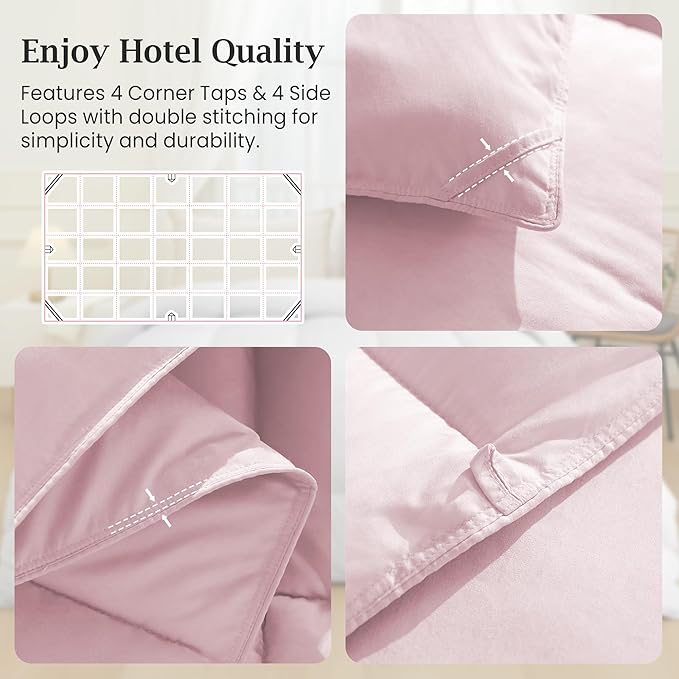 Peace nest Queen Size Goose Feather Fiber and Down Comforter Fluffy Duvet Insert All Season Hotel Luxury Bedding Comforters Soft Medium Warmth 88x88 Inches Pink