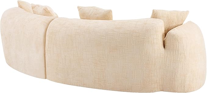 109-Inch Curved Boneless Sofa Couches Compressed 4-Seat Foam Couch for Living Room Bedroom, Boneless Modular Cloud Sofa Curved Floor Couch with 4 Pillows, No Assembly