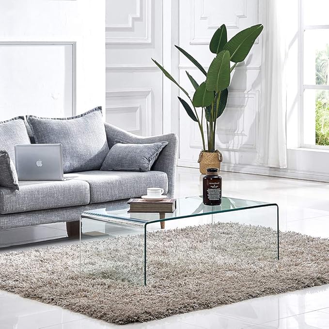 Premium Tempered Glass Coffee Table,Small Modern Clear Coffee Table for Living Room,Match Well with Rug (39.4x19.7x13.8) | Premium, Living Room, Match Well with Rug