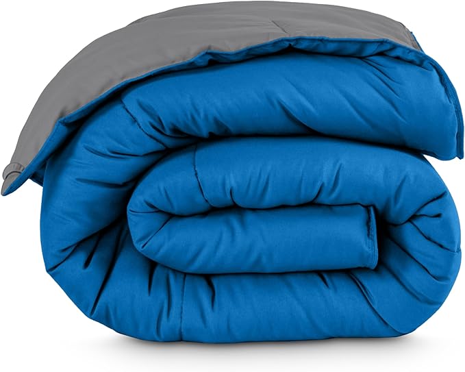 Bare Home King/California King Comforter - Reversible Colors - Goose Down Alternative - Ultra-Soft - Premium 1800 Series - All Season Warmth - Bedding Comforter (King/Cal King, Grey/Medium Blue)