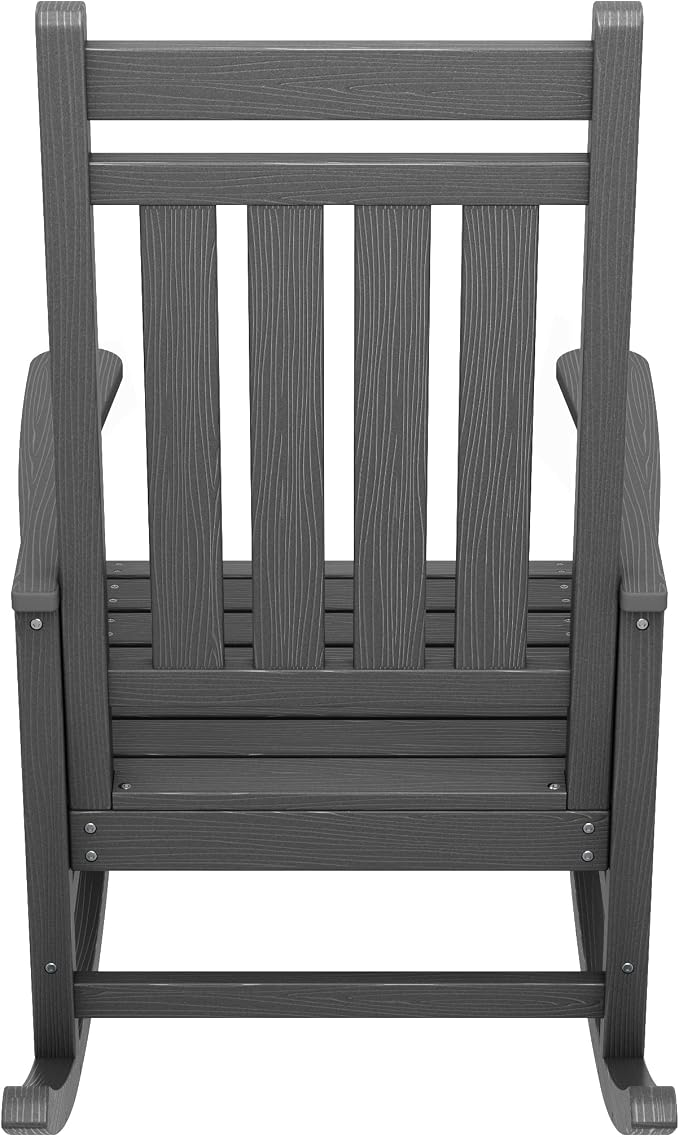 SERWALL Outdoor Rocking Chair Set of 2, HDPE Rocking Chairs for Adult, All Weather Porch Rockers for Lawn Garden, Grey - Image 7