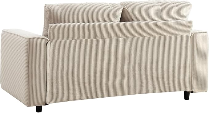 AC Pacific Derek 3 Piece Modern Corduroy Couches for Living Room, Tufted Sofas with Plush Upholstery, High-Density Foam, Sleek Black Legs, Durable Wooden Frame, Sofa, Loveseat and Chair Set, Beige