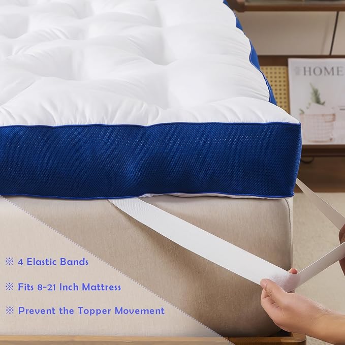 WhatsBedding 5 Inch Memory Foam Mattress Topper for Back Pain, Filled with Flfuffy Soft Breathable Stuffing, Thick Supportive Pillow Top King Mattress Topper