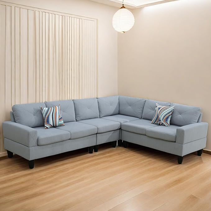 L Shaped Sectional Modern Sofa - Convertible Leather Sleeper Bed Couch Set with Reversible Chaise, Lounge Modular Cloud Couch for Living Room Apartment