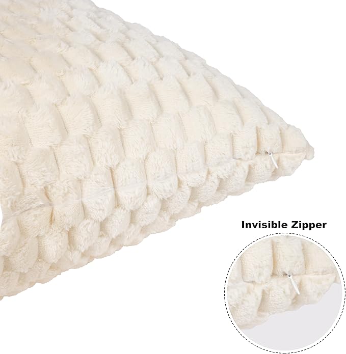 Bnuitland Flannel Throw Blanket, 300 GSM Fleece Cozy Warm Soft Home Decor Lightweight Bed Sofa Blanket for Adults, Suitable for All Seasons(Ivory,50X71 inches with Pillow Cover)