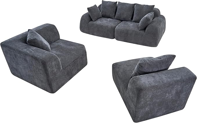116-Inch Oversized Modular Compressed Sectional Couches 4 Pieces Modular Boneless Sofas with 7 Pillows,Modern Minimalist Corner Cloud Sofa Comfy Chenille Deep Seat Foam Couch