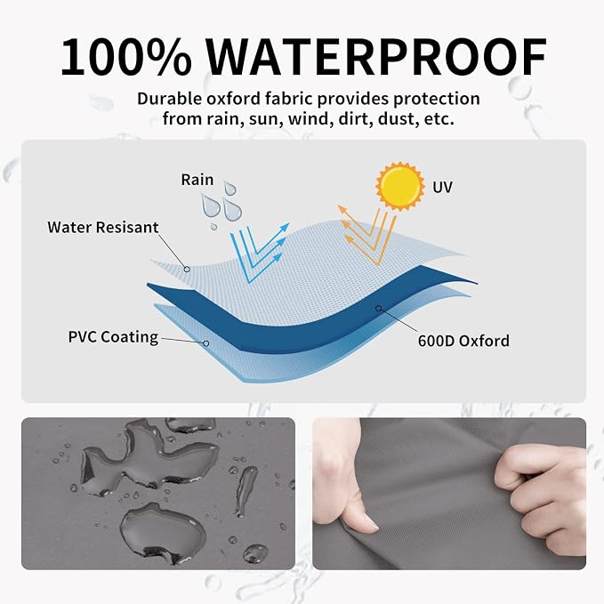 Easy-Going Outdoor Chair Cover Waterproof, Heavy Duty Patio Chair Cover, Windproof Outdoor Furniture Cover with Air Vent (2 Pack-33.5Wx40Dx36H inch, Gray/Dark Gray) - Image 3