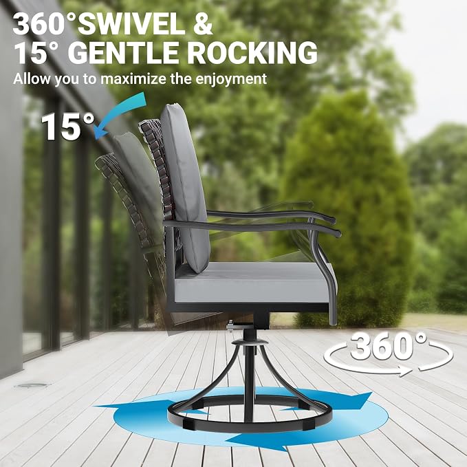 LEVELEVE 2-Piece Swivel Dining Chairs, Outdoor Patio Bistro Chairs for Lawn, Garden, Deck, Backyard & Porch (Matching Series for 5-Piece Set) - Image 3