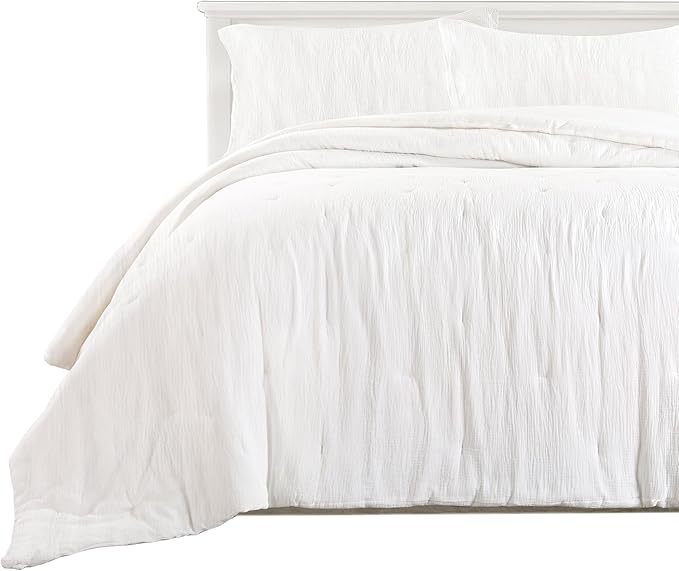 HOMBYS 100% Cotton Muslin Comforter Oversized King 120x98, Lightweight and Breathable Down Alternative Comforter,Soft Gauze Summer Off White Reversible Fluffy Duvet Insert