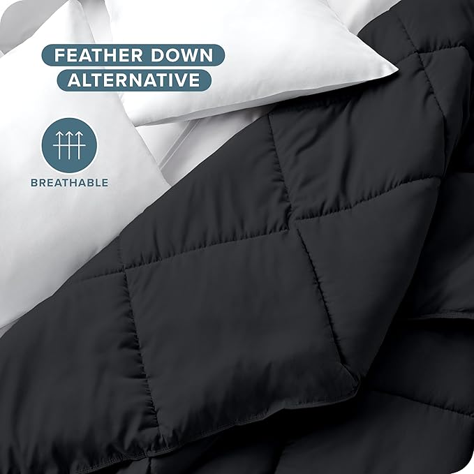 Bare Home Duvet Insert Comforter - King/California King - Goose Down Alternative - Ultra-Soft - Premium 1800 Series - All Season Warmth - Bedding Comforter (King/Cal King, Black)