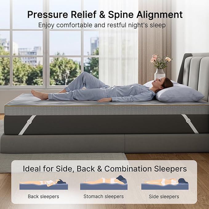PERLECARE Firm Mattress Topper Twin XL, 3" Hard Mattress Topper for Pressure Relief, Mattress Pad with Cooling Bamboo Cover, High Density Memory Foam, Removable & Washable