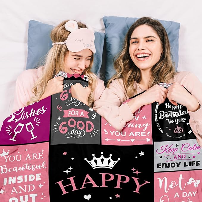 Birthday Gifts for Women - Happy Birthday Decorations Blanket - Gifts for Women Birthday Unique - Womens Birthday Gift Ideas for Her Wife Daughter Mom Sister Grandma - Soft Throw Blanket 60"x80"