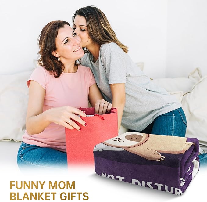 Funny Gifts for Mom Mothers Day, Mom is Charging Sloth Blanket, Birthday Gifts for Moms from Daguther Son, Moms Gift for Christmas, Soft Sloth Throws Blanket for Mother 60" x 80"