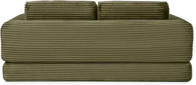 Foldable Boneless Love Seat Couches in a Box, Modern Floor Foam Sleeper Sofa Bed 2-in-1 Convertible Cloud Sofa for Home Apartments Bedroom