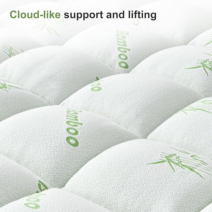 Queen Size Mattress Topper Viscose Derived from Bamboo, Soft Thick Pillow Top Mattress Pad Cover for Back Pain, Cooling Mattress Protector with 8-21 Inch Deep Pocket, White