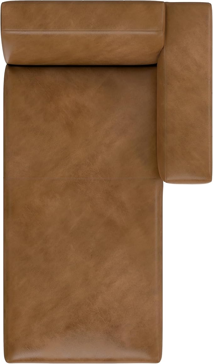 SIMPLIHOME Rex Right Chaise Sofa Module in Full-Grain Genuine Leather, Caramel Brown, 44-inches W x 69.5-inches D, Handcrafted Modern-Style Right-Arm Chaise Lounge Chair for Living Room