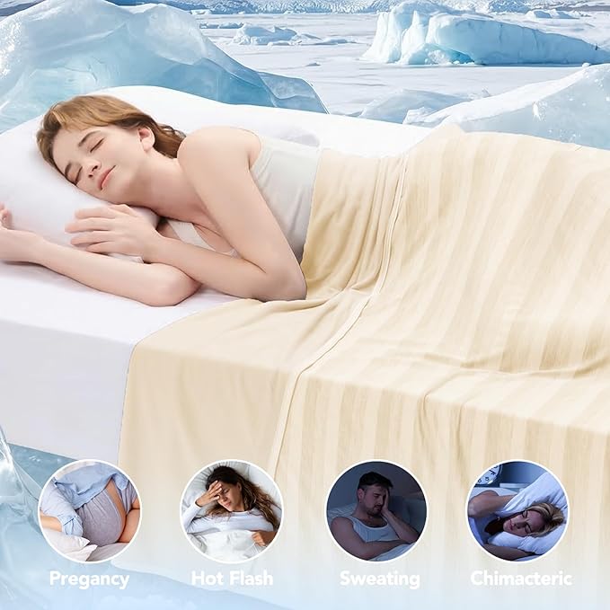 GOHERO Cooling Blanket Throw- 50"x60" Summer Cooling Throw Blanket for Hot Sleepers Arc-Chill Q-Max >0.45 Cool Fiber, Keeps Cool for Night Sweats, Soft Lightweight Sofa Blankets for Kid Adults