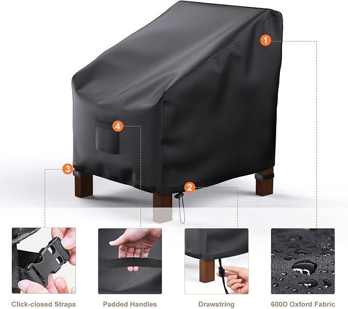 Patio Chair Covers Waterproof, Mrrihand Lounge Deep Seat Cover, Heavy Duty Outdoor Lawn Patio Furniture Covers (31" W x 38" D x 30" H - 2 Pack) - Image 4