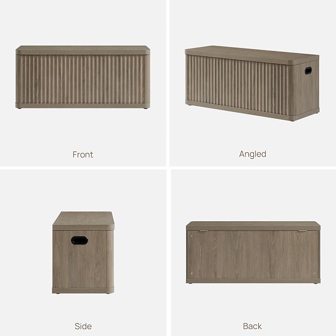 SICOTAS Storage Bench 40.2" Wide Shoe Bench with Lift Top Large Wooden Storage Chest Trunk Modern Blanket Chest with 2 Safety Hinges & Seating for Bedroom Entryway Living Room Hallway - Image 9