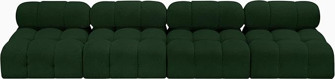 Meridian Furniture 611Green-S136B Ames Collection Modern | Contemporary Modular Sofa with Rich Green Boucle Fabric, Modular to Create Infinite Configurations, 136" W x 34" D x 28" H, Green