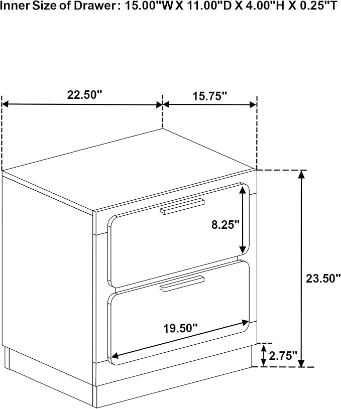 Coaster Home Furnishings Caraway Contemporary Wood 2-Drawer Bedroom Nightstand Bedside Table Organizer Unit Black 224782 - Image 3