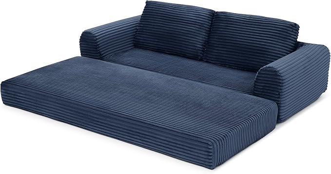 Foldable Boneless Love Seat Couches in a Box, Modern Floor Foam Sleeper Sofa Bed 2-in-1 Convertible Cloud Sofa for Home Apartments Bedroom