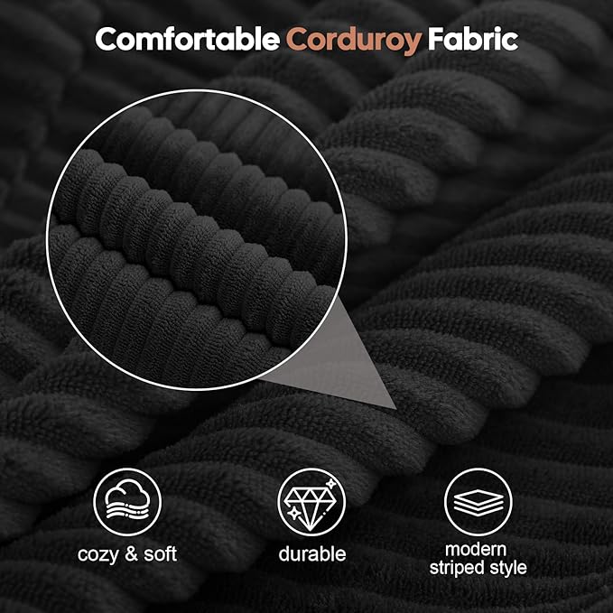 COMAX Folding Sofa Bed, Foldable Couch for Bedroom, Convertible Floor Sleeper Futon Chair Foam, Corduroy 3 in 1 Fold Out Chair Portable Comfy Lounge Couch Sofa Bed for Small Space, Single, Black