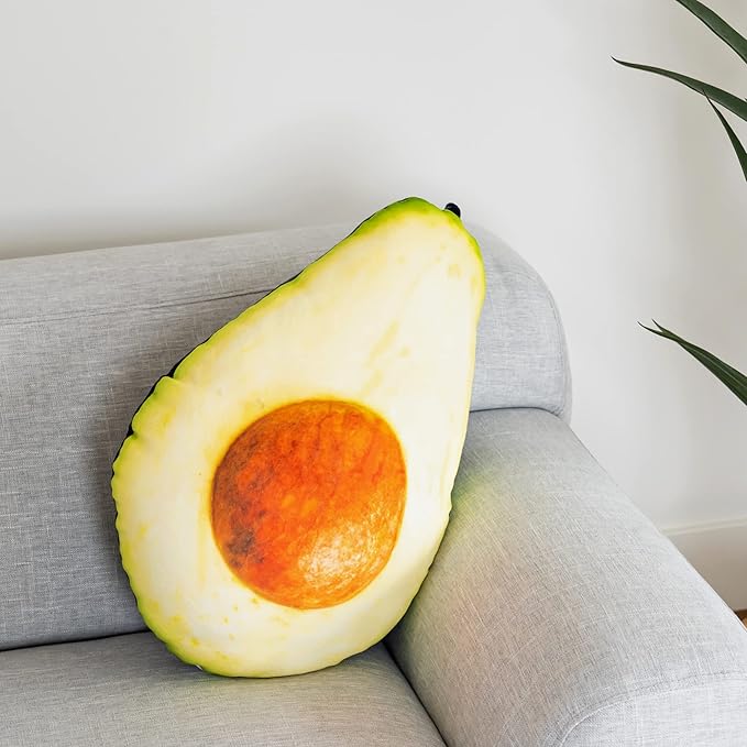 Much Comfort 22" 3D Ripe Avocado Throw Pillow - Made with Super Soft & Ultra Premium Fabric - Cute, Comfortable, Plush, Stuffed Cushion for Home Decor of Pets - Best Funny Gift for Teens - Medium