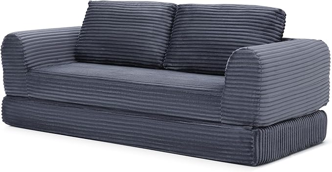 Foldable Boneless Love Seat Couches in a Box, Modern Floor Foam Sleeper Sofa Bed 2-in-1 Convertible Cloud Sofa for Home Apartments Bedroom