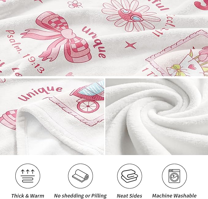 Baptism Gifts for Girl Christening, Christian Gifts for Girls, Flannel Soft Girl Blanket Decor, Christian Gift for Women on Birthday Christmas, Bible Verse Scripture Prayer Blanket