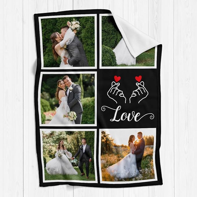Personalized Couple Gifts for Boyfriends Girlfriends, Custom Blankets with Photos, Personalized Blanket with Photos & Text, Personalized Photo Blankets, Personalized Gifts for Valentines, Anniversary