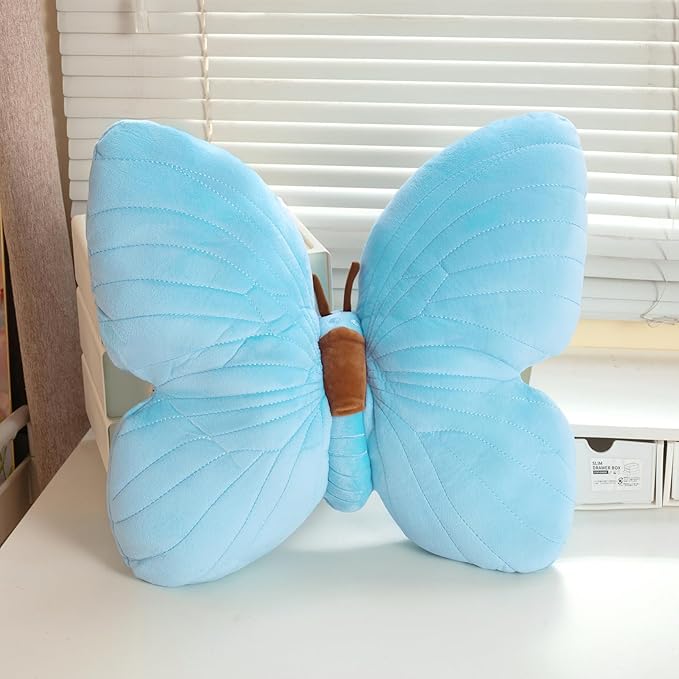 PEACH CAT Butterfly Pillow Decorative Butterfly Shaped Throw Pillows 15.7" x 15.7" Cute Plush Cushion Decor for Bedroom Living Room Couch Sofa Blue