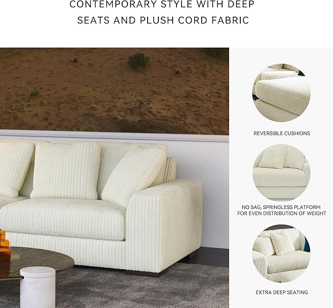Signature Design by Ashley Lindyn Contemporary Left-Arm Facing 6-Piece Sectional with Chaise, Reversible Cushions, Armrest and Throw Pillows, White
